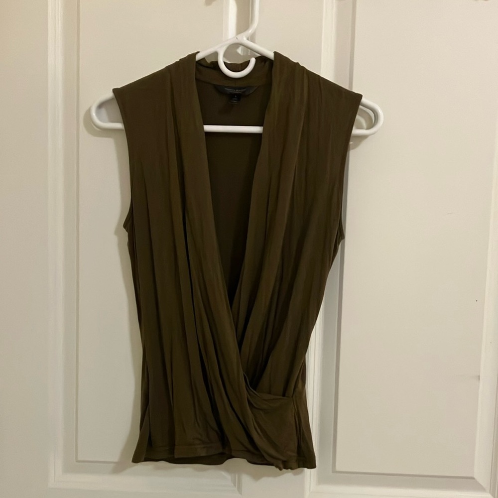 Olive Green Sleeveless Wrap Top